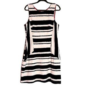 Kut from the Kloth Stripe Sleeveless Sheath Dress Black + White Size 14